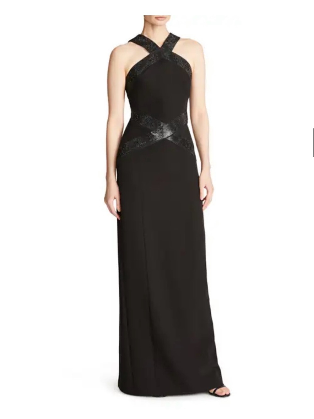 Halston Elegant Black Halter Evening Gown